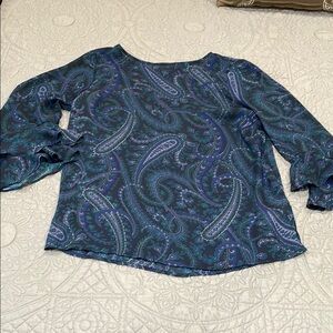 *3 for $10* Chaps Navy and Black paisley blouse M